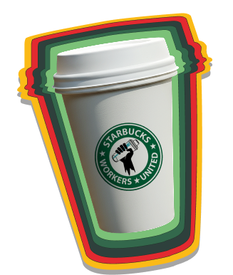 Starbucks cup with union fist